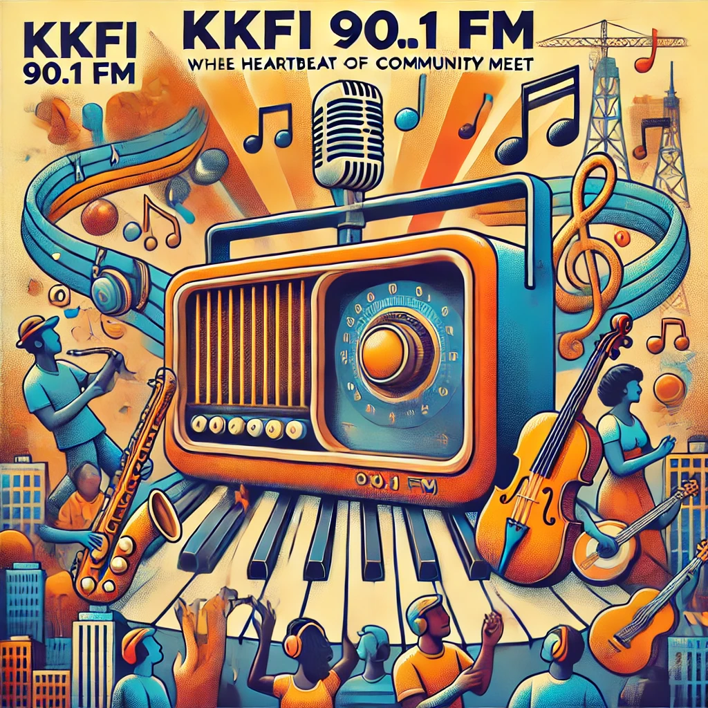 Jazz Radio KKFI 90.1 with people enjoying the music