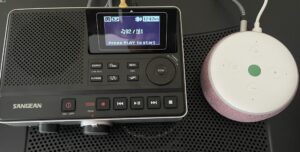 Amazon Echo Dot 4th Generation connected to a Sangean DAR 101 Digital Recorder