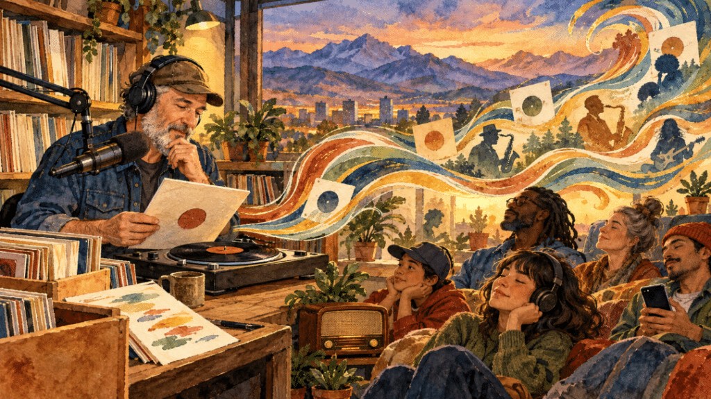 A veteran Salt Lake City radio host selects a deep album cut as colorful sound waves reach listeners of several generations.